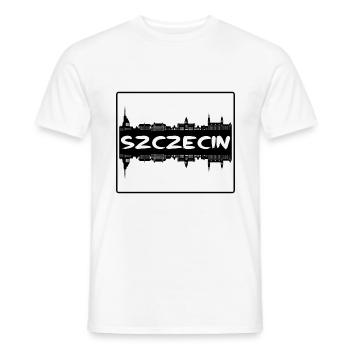 Szczecin Pologne Skyline Silhouette Souvenir de voyage - T-shirt homme - blanc - Devant - AI Model Male 178 dark (178cm)