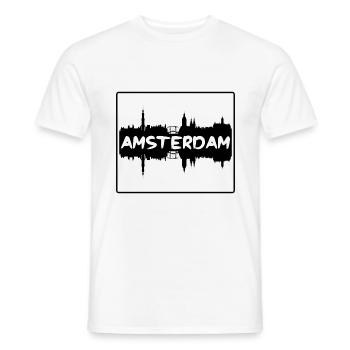 Amsterdam Pays-Bas Skyline Silhouette Travel So - T-shirt homme - blanc - Devant - AI Model Male 178 dark (178cm)