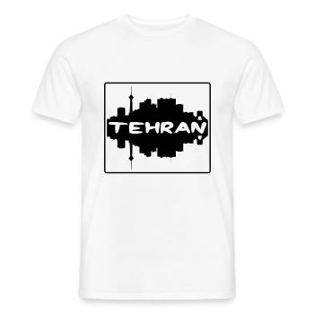 Tehran Iran Skyline Silhouette Travel Souvenir - Men's T-Shirt - white - Front - AI Model Male 178 dark (178cm)