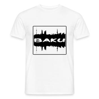 Bakou Azerbaïdjan Skyline Silhouette Souvenir de voyage - T-shirt homme - blanc - Devant - AI Model Male 178 dark (178cm)
