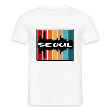 Seoul South Korea Skyline Silhouette Travel Souven - Men's T-Shirt - white - Front - AI Model Male 178 dark (178cm)