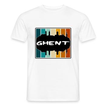 Ghent Belgium Skyline Silhouette Travel Souvenir - Men's T-Shirt - white - Front - AI Model Male 178 dark (178cm)