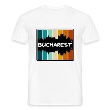 Bucharest Romania Skyline Silhouette Travel Souven - Men's T-Shirt - white - Front - AI Model Male 178 dark (178cm)