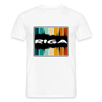 Riga Latvia Skyline Silhouette Travel Souvenir - Men's T-Shirt - white - Front - AI Model Male 178 dark (178cm)
