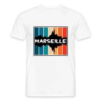 Marseille France Skyline Silhouette Travel Souveni - Men's T-Shirt - white - Front - AI Model Male 178 dark (178cm)