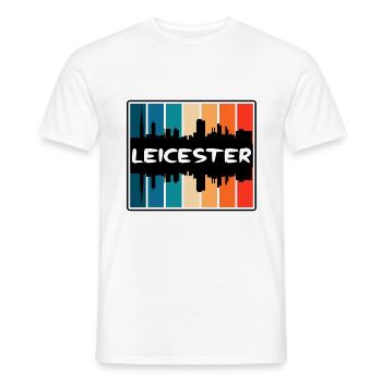 Leicester England Skyline Silhouette Travel Souven - Men's T-Shirt - white - Front - AI Model Male 178 dark (178cm)
