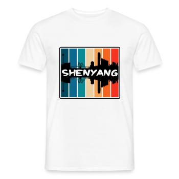 Shenyang Chine Skyline Silhouette Voyage Souvenir - T-shirt homme - blanc - Devant - AI Model Male 178 dark (178cm)