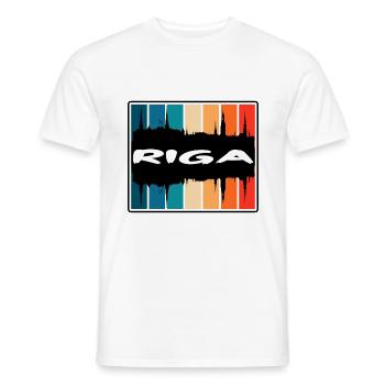 Riga Latvia Skyline Silhouette Travel Souvenir - Men's T-Shirt - white - Front - AI Model Male 178 dark (178cm)