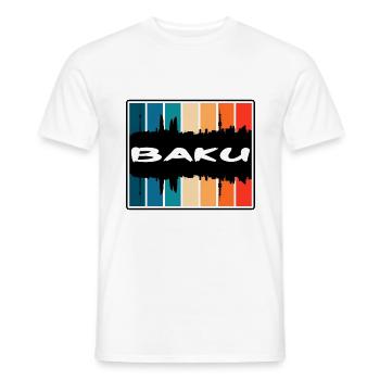 Bakou Azerbaïdjan Skyline Silhouette Souvenir de voyage - T-shirt homme - blanc - Devant - AI Model Male 178 dark (178cm)