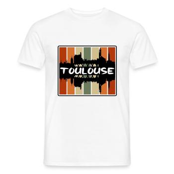 Toulouse France Skyline Silhouette Voyage Souvenir - T-shirt homme - blanc - Devant - AI Model Male 178 dark (178cm)