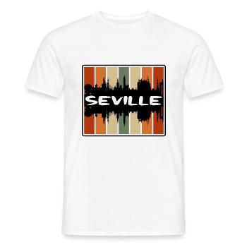 Séville Espagne Skyline Silhouette Souvenir de voyage - T-shirt homme - blanc - Devant - AI Model Male 178 dark (178cm)