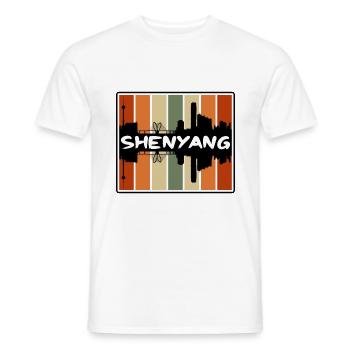 Shenyang Chine Skyline Silhouette Voyage Souvenir - T-shirt homme - blanc - Devant - AI Model Male 178 dark (178cm)
