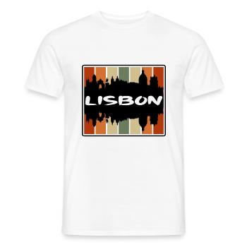 Lisbon Portugal Skyline Silhouette Travel Souvenir - Men's T-Shirt - white - Front - AI Model Male 178 dark (178cm)