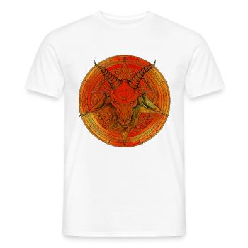 Pentagramm von einem Kopf aus Baphomet überragt - Männer T-Shirt - Weiß - Vorne - AI Model Male 178 dark (178cm)