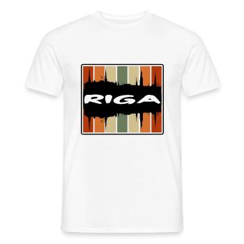 Riga Latvia Skyline Silhouette Travel Souvenir - Men's T-Shirt - white - Front - AI Model Male 178 dark (178cm)