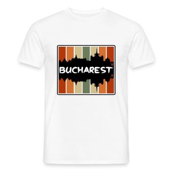 Bucharest Romania Skyline Silhouette Travel Souven - Men's T-Shirt - white - Front - AI Model Male 178 dark (178cm)
