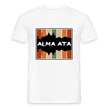 Alma Ata Kazakhstan Skyline Silhouette Souv de voyage - T-shirt homme - blanc - Devant - AI Model Male 178 dark (178cm)