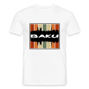 Bakou Azerbaïdjan Skyline Silhouette Souvenir de voyage - T-shirt homme - blanc - Devant - AI Model Male 178 dark (178cm)