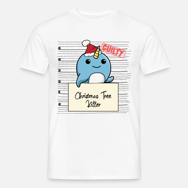 Weihnachtsbaum Umschubser Narwal - Männer T-Shirt - Weiß