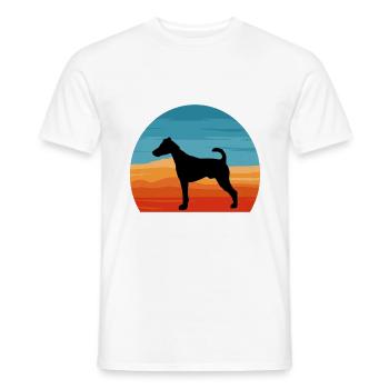 Foxterrier Glatte Hundesilhouette Retro Sonnenuntergang - Männer T-Shirt - Weiß - Vorne - AI Model Male 178 dark (178cm)