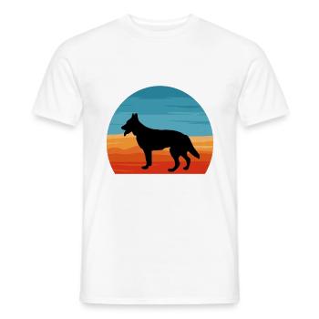 Berger Blanc Suisse Dog Silhouette Retro Sunset - Men's T-Shirt - white - Front - AI Model Male 178 dark (178cm)