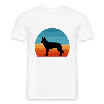 Tschechoslowakischer Wolfshund Hund Silhouette Retro Sonnenuntergang - Männer T-Shirt - Weiß - Vorne - AI Model Male 178 dark (178cm)