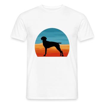 Old Danish Pointer Dog Silhouette Retro Sunset - Men's T-Shirt - white - Front - AI Model Male 178 dark (178cm)