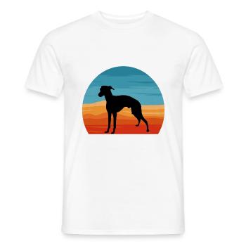 Italian Greyhound Dog Love Silhouette Retro Sunset - Men's T-Shirt - white - Front - AI Model Male 178 dark (178cm)