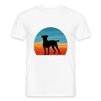 Patterdale Terrier Dog Silhouette Retro Sunset - Men's T-Shirt - white - Front - AI Model Male 178 dark (178cm)