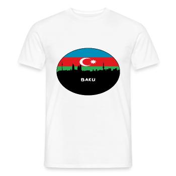 Bakou Azerbaïdjan Drapeau Skyline Silhouette Travel - T-shirt homme - blanc - Devant - AI Model Male 178 dark (178cm)