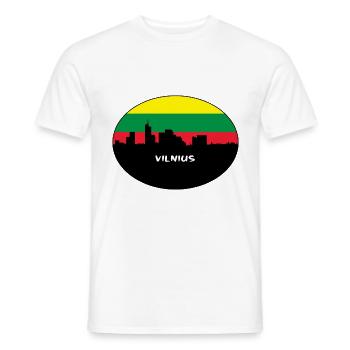 Vilnius Lituanie Drapeau Skyline Voyage Silhouette - T-shirt homme - blanc - Devant - AI Model Male 178 dark (178cm)