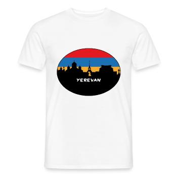Erevan Arménie Drapeau Skyline Silhouette Travel - T-shirt homme - blanc - Devant - AI Model Male 178 dark (178cm)