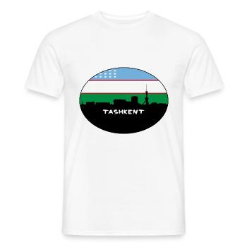 Tachkent Ouzbékistan Drapeau Skyline Voyage Silhouette - T-shirt homme - blanc - Devant - AI Model Male 178 dark (178cm)