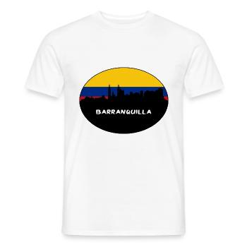 Barranquilla Kolumbien Flagge Skyline Silhouette Trav - Männer T-Shirt - Weiß - Vorne - AI Model Male 178 dark (178cm)