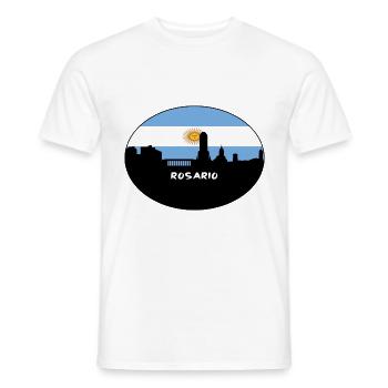 Rosario Argentinien Flagge Skyline Silhouette Reisen - Männer T-Shirt - Weiß - Vorne - AI Model Male 178 dark (178cm)