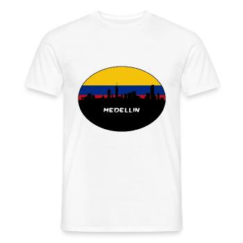 Medellin Colombia Flag Skyline Silhouette Travel - Men's T-Shirt - white - Front - AI Model Male 178 dark (178cm)