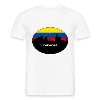 Caracas Venezuela Flag Skyline Silhouette Travel - Men's T-Shirt - white - Front - AI Model Male 178 dark (178cm)