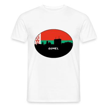 Gomel Belarus Flag Skyline Silhouette Travel - Men's T-Shirt - white - Front - AI Model Male 178 dark (178cm)