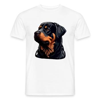Rottweiler Hunderasse Gesicht Cartoon Illustration - Männer T-Shirt - Weiß - Vorne - AI Model Male 178 dark (178cm)