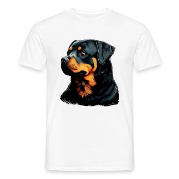 Rottweiler Hunderasse Gesicht Cartoon Illustration - Männer T-Shirt - Weiß - Vorne - AI Model Male 178 dark (178cm)