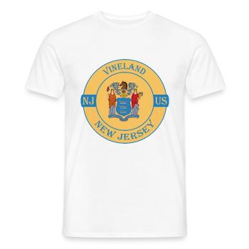 Vineland New Jersey Flag USA Travel Souvenir Badge - T-shirt homme - blanc - Devant - AI Model Male 178 dark (178cm)