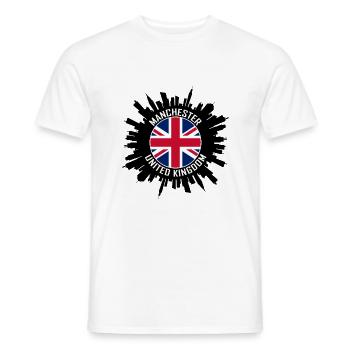 Manchester Skyline UK Flagge Reisesouvenir - Männer T-Shirt - Weiß - Vorne - AI Model Male 178 dark (178cm)