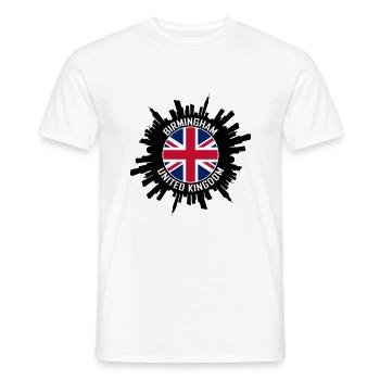 Birmingham Skyline Uk Flag Travel Souvenir - Men's T-Shirt - white - Front - AI Model Male 178 dark (178cm)
