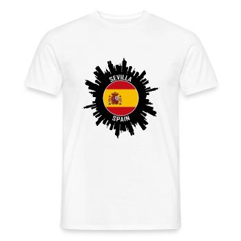 Sevilla Skyline Espagne Flag Souvenir de voyage - T-shirt homme - blanc - Devant - AI Model Male 178 dark (178cm)