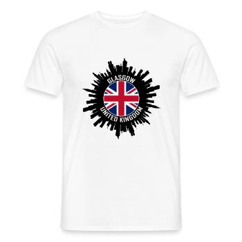 Glasgow Skyline Uk Flag Travel Souvenir - Men's T-Shirt - white - Front - AI Model Male 178 dark (178cm)