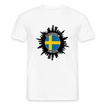 Stockholm Skyline Suède Flag Souvenir de voyage - T-shirt homme - blanc - Devant - AI Model Male 178 dark (178cm)