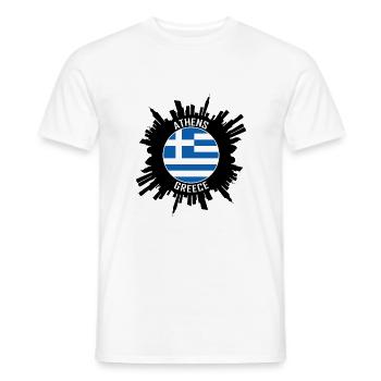 Athens Skyline Greece Flag Travel Souvenir - Men's T-Shirt - white - Front - AI Model Male 178 dark (178cm)