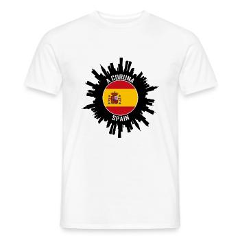 Un souvenir de voyage Coruna Skyline Espagne Flag - T-shirt homme - blanc - Devant - AI Model Male 178 dark (178cm)