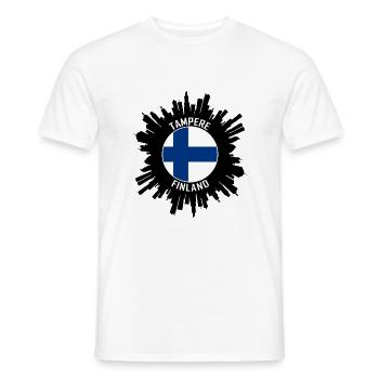 Tampere Skyline Finland Flag Travel Souvenir - Men's T-Shirt - white - Front - AI Model Male 178 dark (178cm)