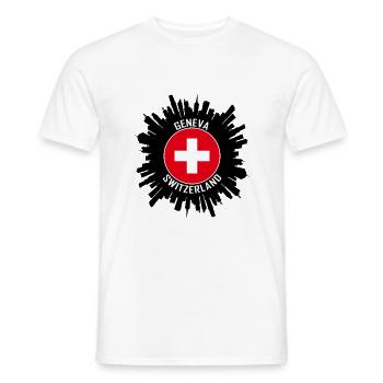 Genève Skyline Suisse Flag Souvenir de voyage - T-shirt homme - blanc - Devant - AI Model Male 178 dark (178cm)